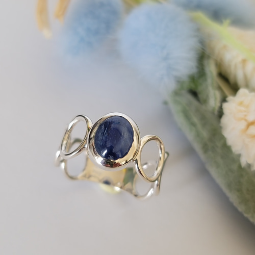 カイヤナイト オーバル 10＊8mm シルバーリング H-182S 指輪・リング