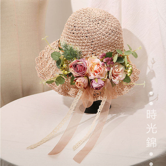 かぎ針編み シマエナガ 麦わら帽子 お花モチーフ 浮き輪 かご