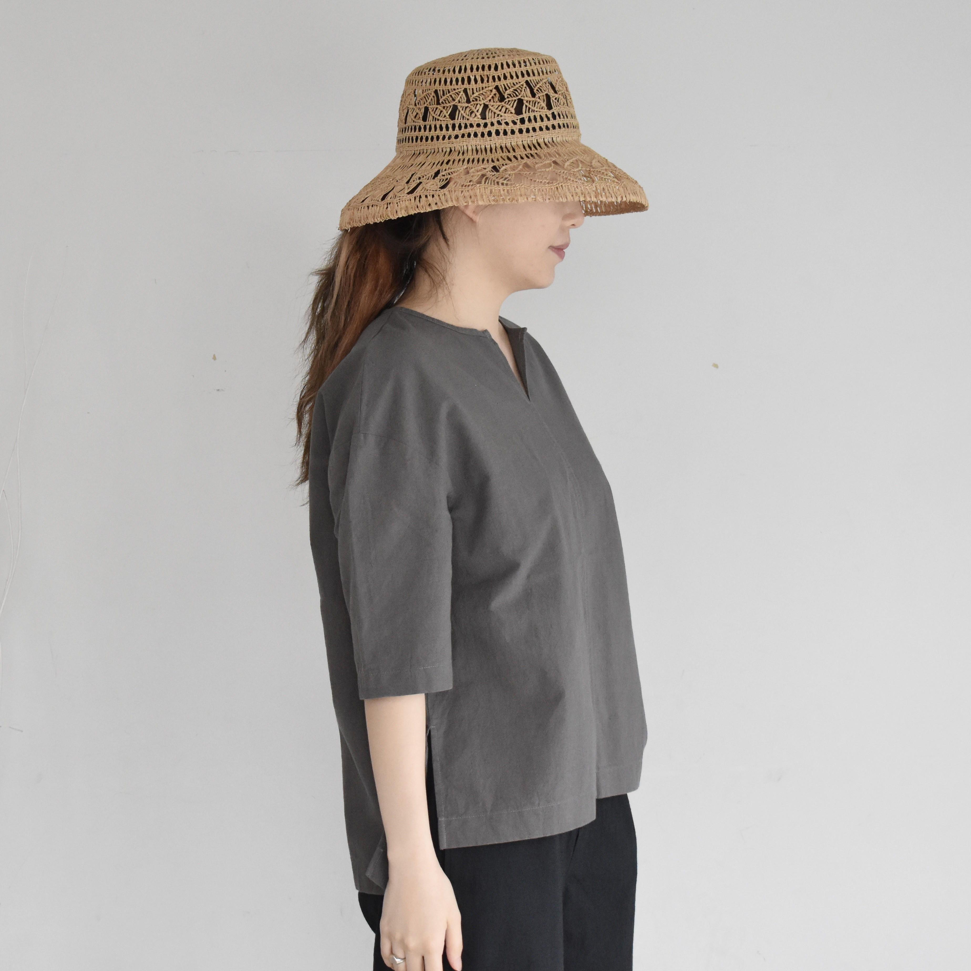 コットンリネンTシャツ・ダブグレー