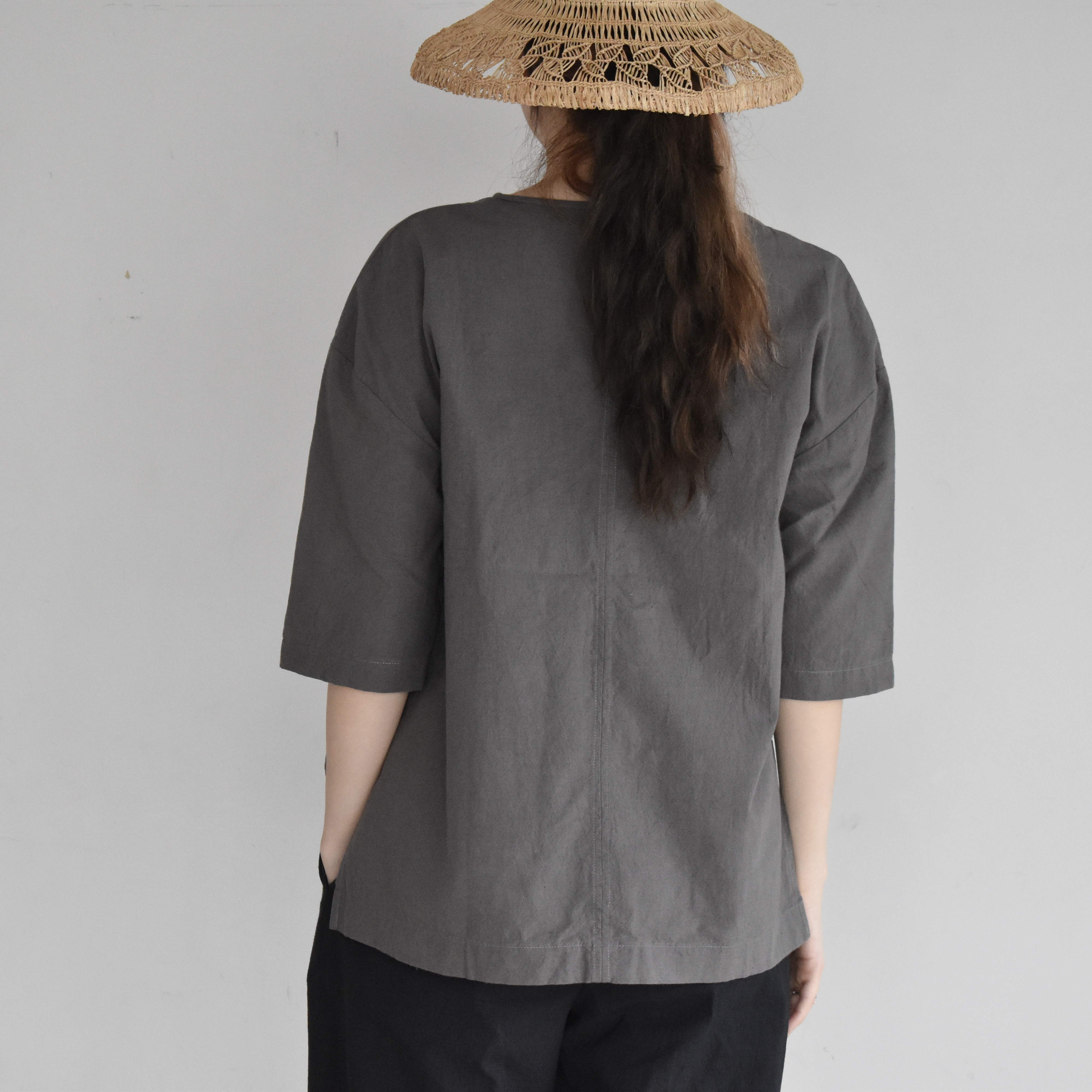 コットンリネンTシャツ・ダブグレー