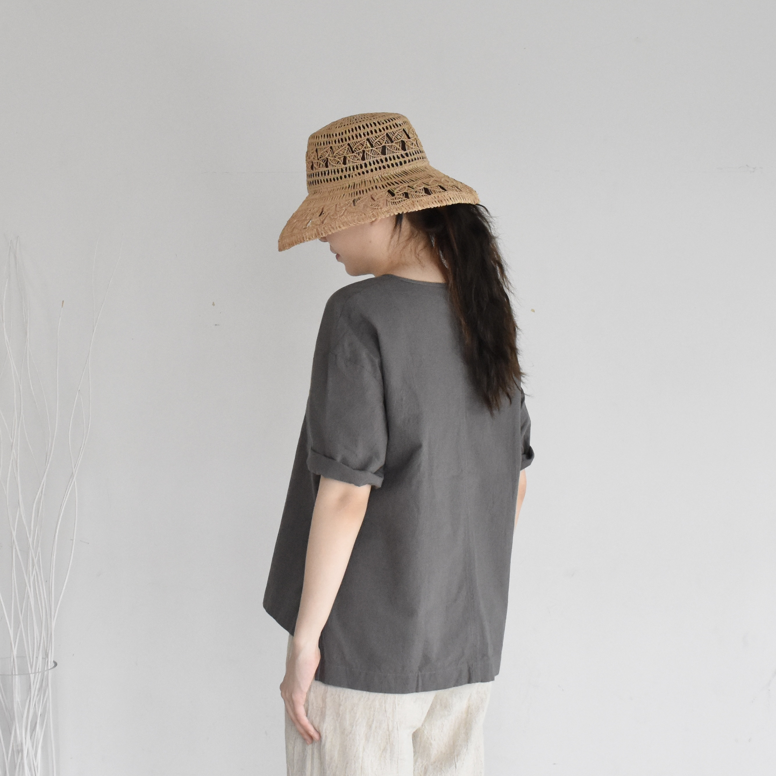 コットンリネンTシャツ・ダブグレー