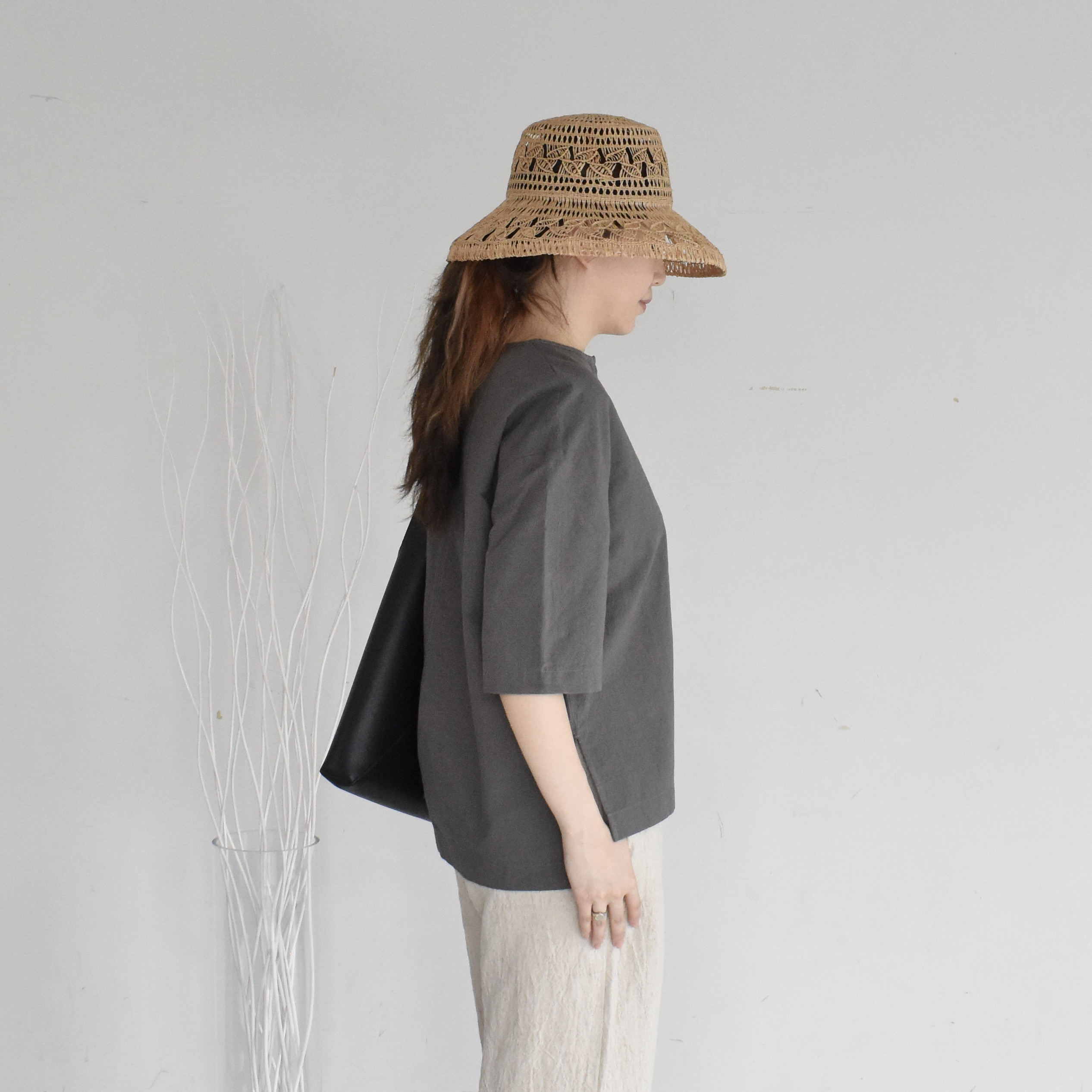 コットンリネンTシャツ・ダブグレー