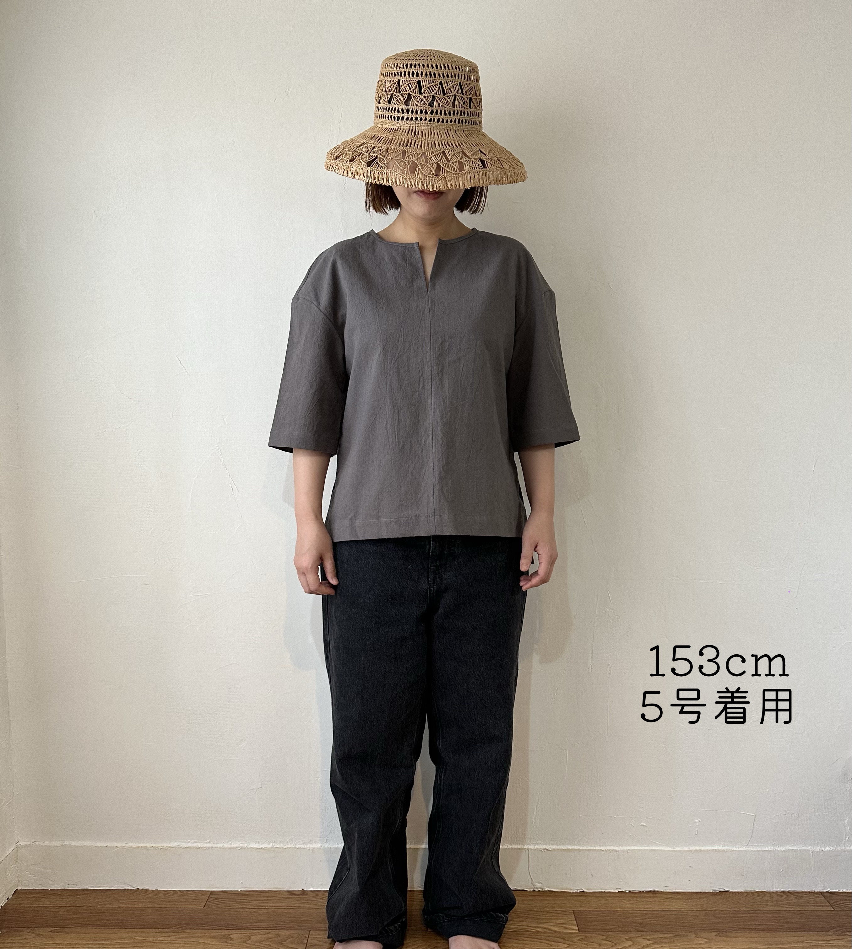 コットンリネンTシャツ・ダブグレー