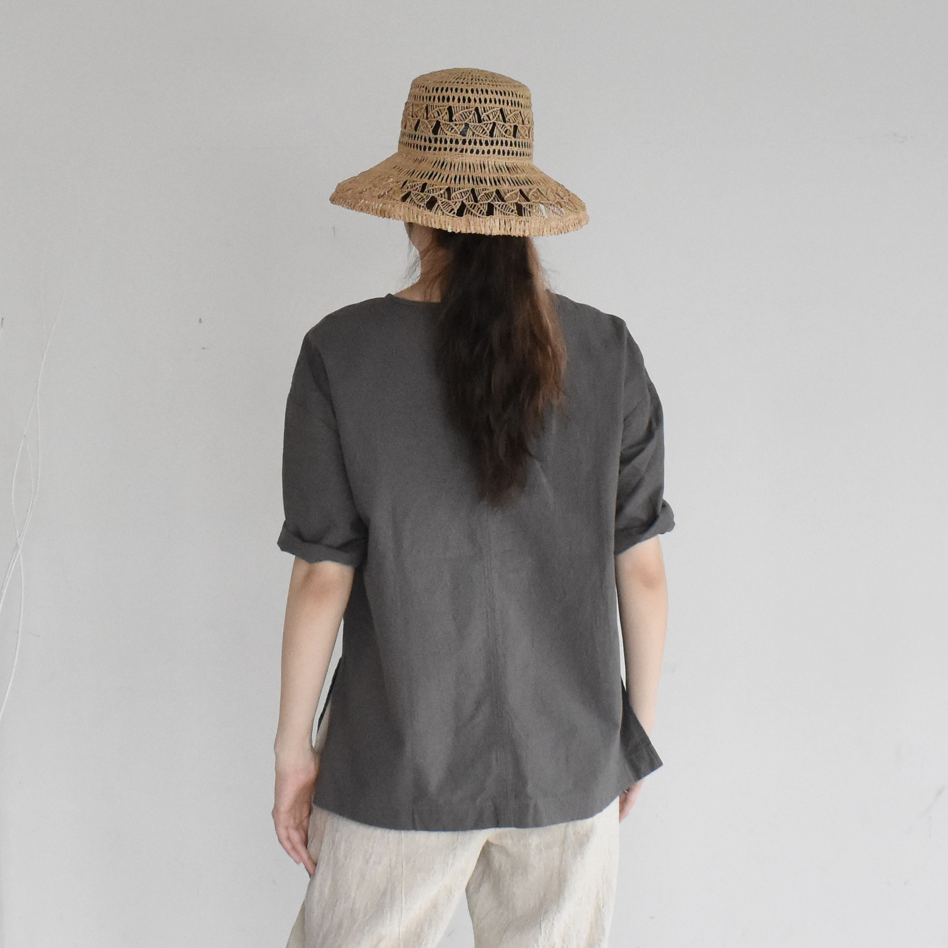 コットンリネンTシャツ・ダブグレー