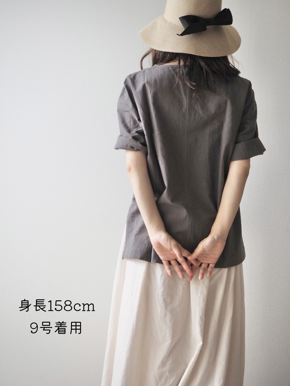 コットンリネンTシャツ・ダブグレー