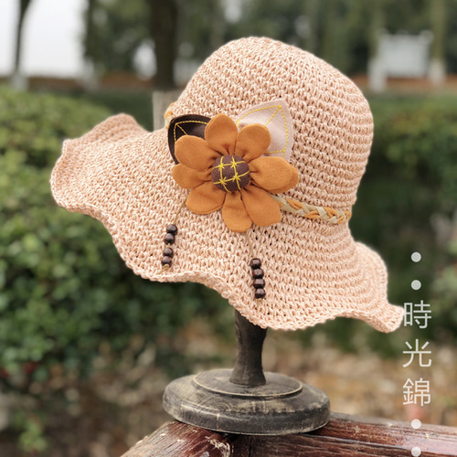 ハンドメイド 文芸 麦わら帽子 ハンドメイド帽子 ハット 時光錦 通販  