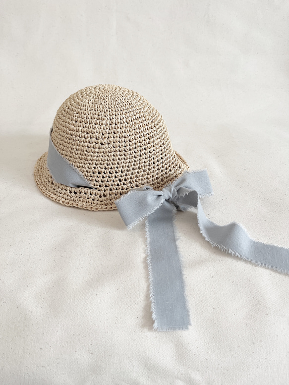 麦わら帽子 オーダー レア アンティーク リボン バケットハット