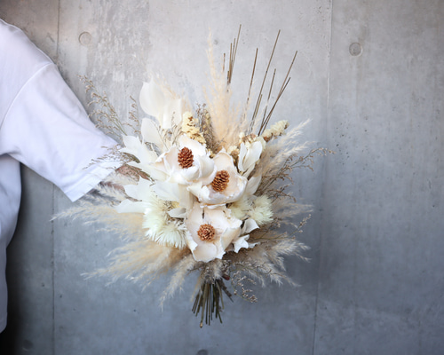 パームフラワーとパンパスグラスのブーケ♡ ドライフラワー