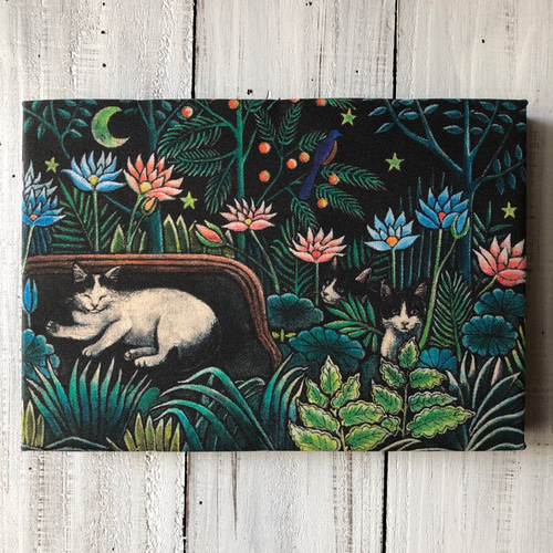 国内外の人気集結！ 星月猫☆アート「エイト&ヒースの夢」絵画 木製パネル貼り SM 絵画