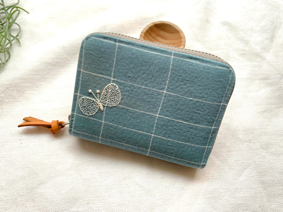 ☆専用☆ミナペルホネン☆長財布☆コンパクトウォレット☆カードケース☆ハンドメイド ꕤ受注製作ꕤ ミナペルホネン 財布 choucho ブルー カードケース ミニ