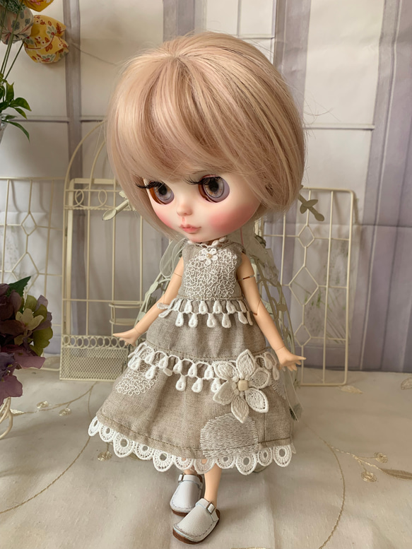 ♡ブライス　アウトフィット　ワンピース　リネン ブライスアウトフィット リネン刺繍ワンピース その他人形 瑞恋 通販