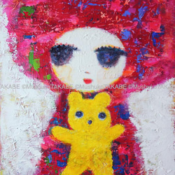 [teddy and I] #painting #絵 #ポップアート #テディベア #女の子 #愛しきもの 2枚目の画像