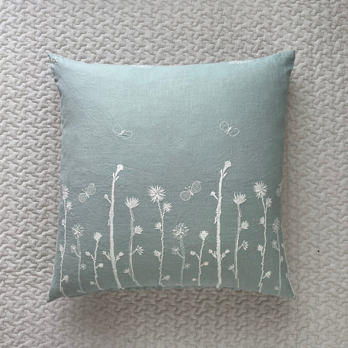 ⚮̈ミナペルホネン choucho ＋ noppara ブルー クッションカバー