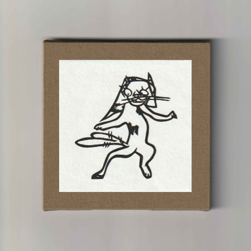 選べる4色＊歌川国芳「大でき猫」切り絵 ファブリックパネル