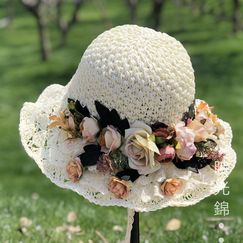 【夏物最終セール中✨】新品タグ付き✨eimyistore　麦わら帽子 レース付き麦わら帽子 ストローハット : etiishop - 通販