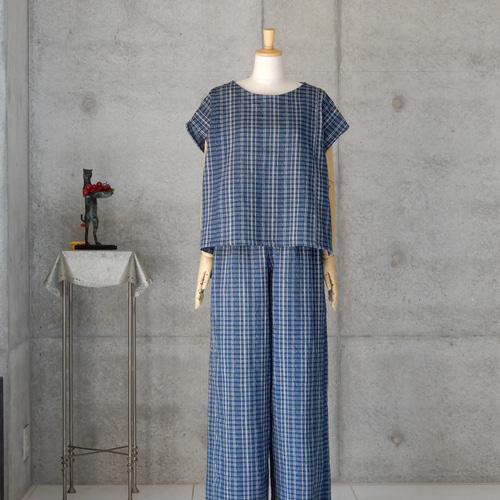 阿波しじら織 浴衣のセットアップ フリーサイズ 着物リメイク