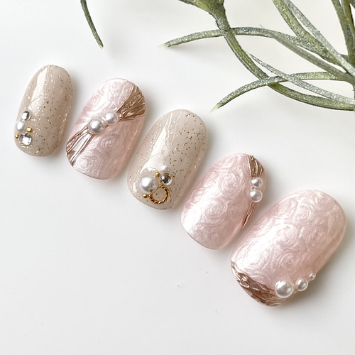 No.60 ミラーリボンネイル /ジェムストーンネイル/ミラーネイル