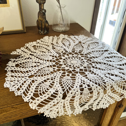 手編みランチョンマット　ホワイト 4枚目の画像