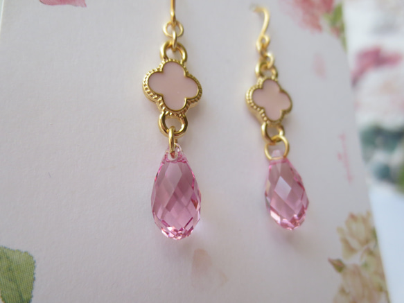 Swarovski・sweet・pink　ピアス 3枚目の画像