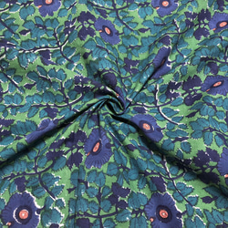[50 公分單位] 綠色海軍花印度手工版畫布料紡織棉 第1張的照片