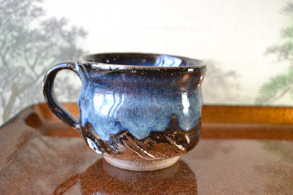 【再入荷！】可愛いコーヒーカップ(コスモブルー)　マグカップ　★萩焼　ギフト　陶器 5枚目の画像