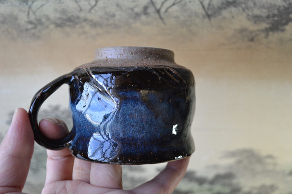 【再入荷！】可愛いコーヒーカップ(コスモブルー)　マグカップ　★萩焼　ギフト　陶器 10枚目の画像