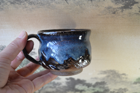 【再入荷！】可愛いコーヒーカップ(コスモブルー)　マグカップ　★萩焼　ギフト　陶器 7枚目の画像
