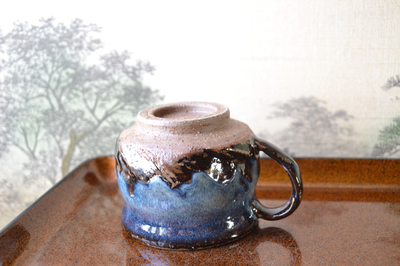 【再入荷！】可愛いコーヒーカップ(コスモブルー)　マグカップ　★萩焼　ギフト　陶器 2枚目の画像