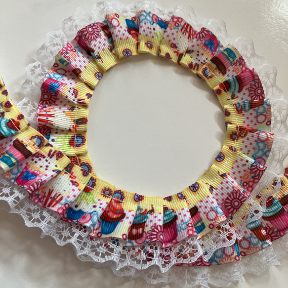 malapaレース☆30mmグログランフリルレース☆カップケーキ柄×ホワイト☆50cm 人気・おすすめ｜使いやすい・旅行におすすめ 品質保証 全国発送 正規品・日本国内発送・安心保証付き