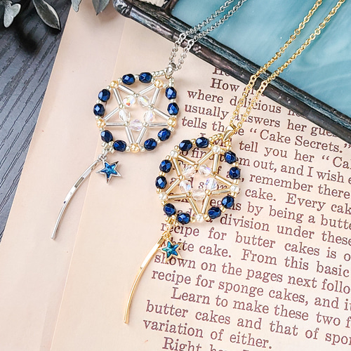 チェコビーズxクリスタルガラス 夏の流星（星座）ビーズロング