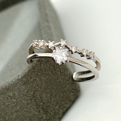 数量限定＊2種から選べる大人可愛いAAAジルコニアSV925フリーリング