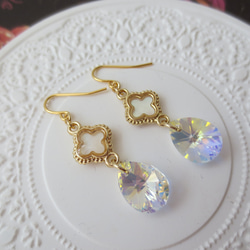 Swarovski・flower・drop　ピアス 3枚目の画像