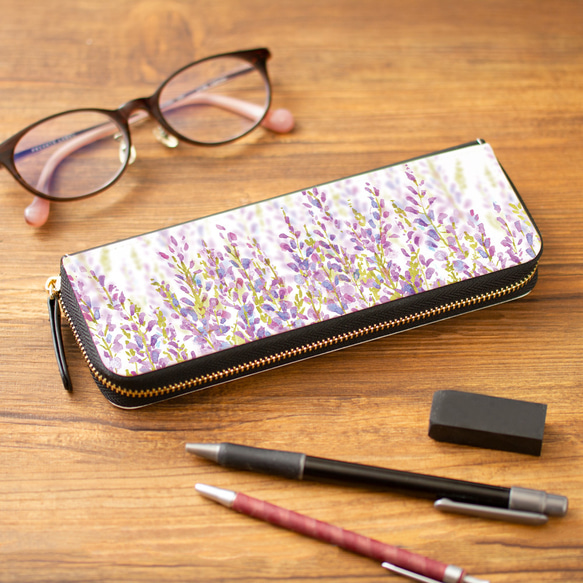 [眼鏡盒眼鏡盒筆盒小袋]紫藤花[花卉圖案] 第1張的照片