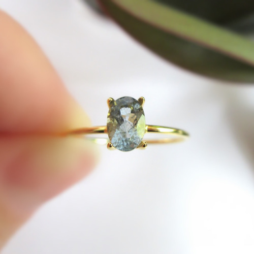 希少石】6×4mm美粒「アクアマリンサンストーン」ファセットリング【3月 