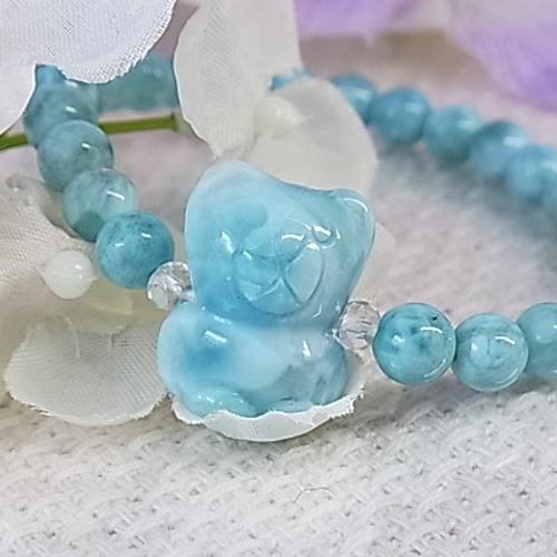 今月のお得品】ラリマー くまちゃん ブレスレット チャーミング 可愛い