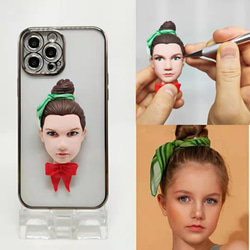オーダーメイド 3D赤ちゃん子供肖像画人形スマホケース 唯一のあなたの写真からカスタム 全機種対応 iPhone 1枚目の画像
