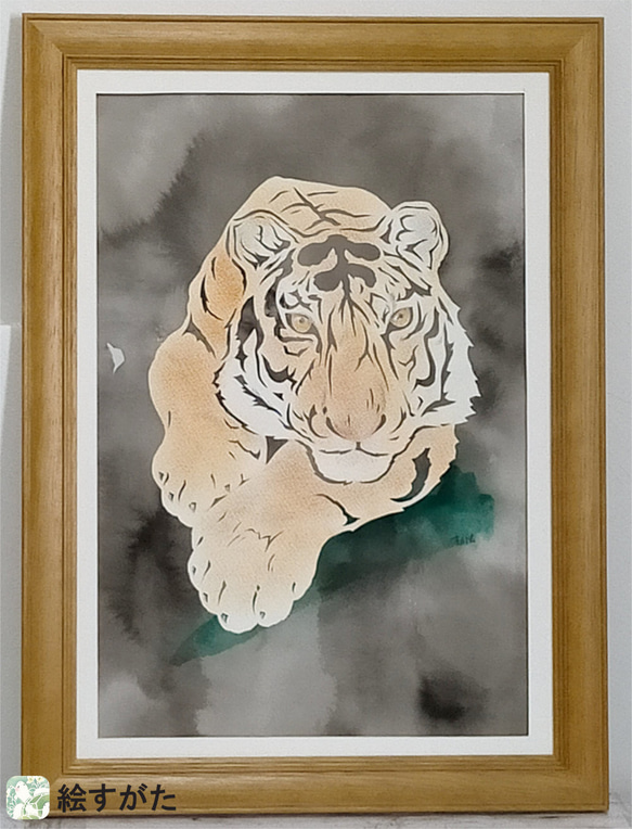 虎 トラ 油絵 オリジナル 油彩画 絵画 原画 手描き 虎 トラ 油絵