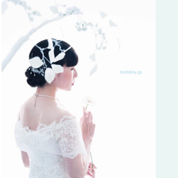結婚式 ヘッドドレス パールビーズ ヘアピン通し穴有 (色: オフホワイト ) 3枚目の画像