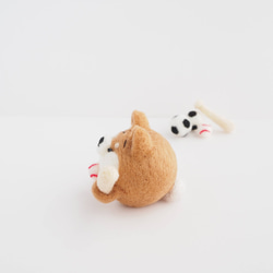 【受注製作】-父の日- まゆ柴犬と野球(赤柴・黒柴・白柴)　羊毛フェルト 2枚目の画像