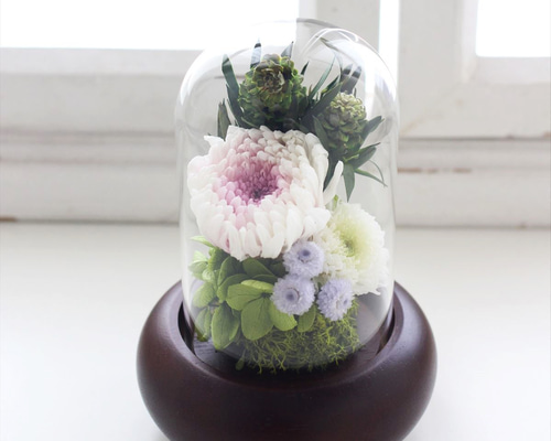 プリザーブドフラワー お供え花 ＜雲輪 Sサイズ＞ 輪菊 ホワイト