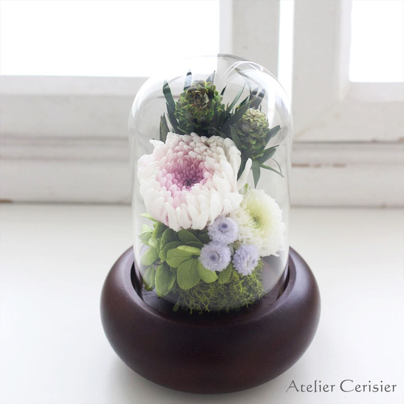 プリザーブドフラワー お供え花 ＜雲輪 Sサイズ＞ 輪菊 ホワイト