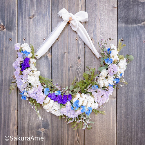 ◇リース◇ハーフリース◇プレゼント ☆新作☆リボンハーフリース リース さくらあめ 通販 13909447