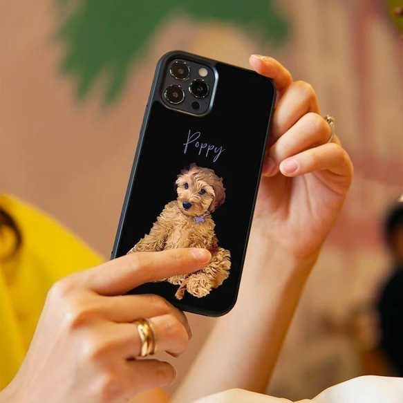 [客製化] My Child 智慧型手機保護殼貓狗寵物肖像漫畫相容於所有 iPhone 15 14 Android 型號 第5張的照片