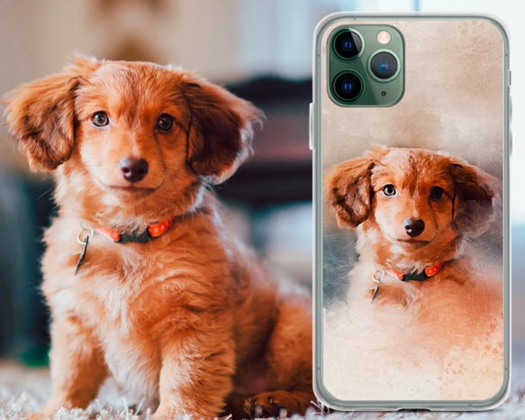 [客製化] My Child 智慧型手機保護殼貓狗寵物肖像漫畫相容於所有 iPhone 15 14 Android 型號 第1張的照片