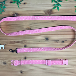 犬　首輪＆リードセット　水玉　定番　人気　ライトピンク　パステルカラー　小型犬 9枚目の画像
