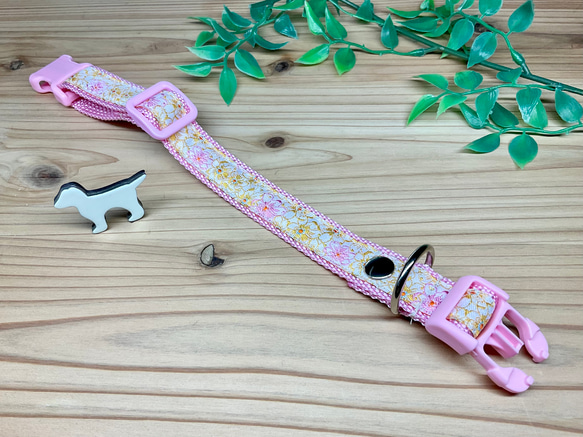 犬　首輪&リードセット　USAリボン　ライトピンク　フラワー　ハンドメイド 5枚目の画像