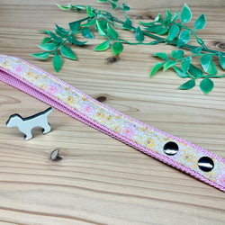 犬　首輪&リードセット　USAリボン　ライトピンク　フラワー　ハンドメイド 4枚目の画像