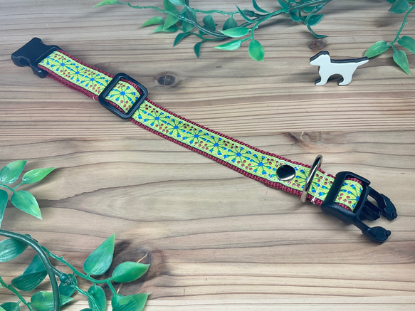 犬　首輪&リードセット　USAリボン　ライトグリーン　ワインレッド　アリウム 5枚目の画像