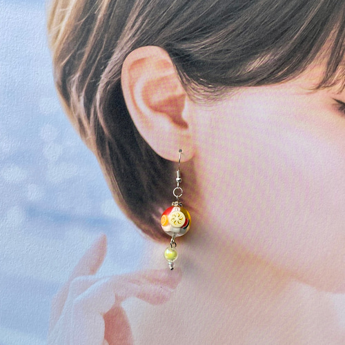揺れるフルーツピアス／ホイップ ピアス（フック・チェーン） handmade 