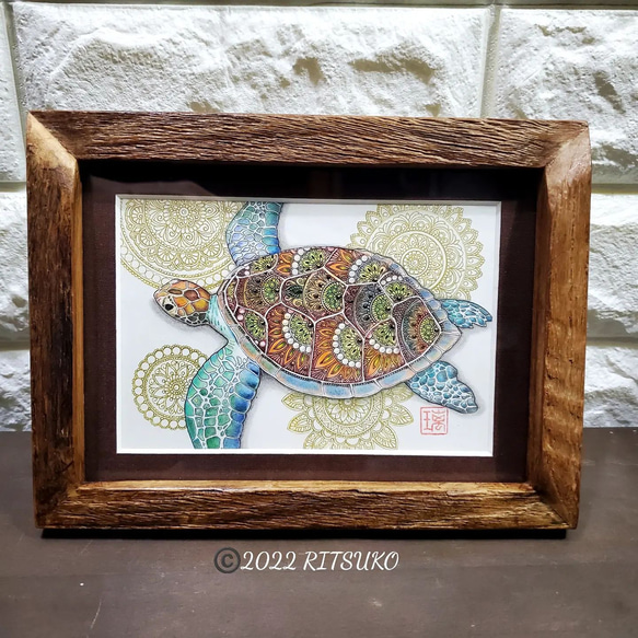 楽天市場】海の絵 亀 HONU ホヌ ウミガメ ファブリックパネル